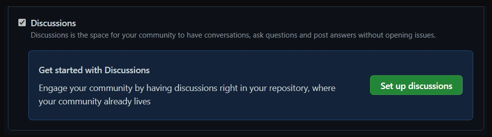 discussions box checked